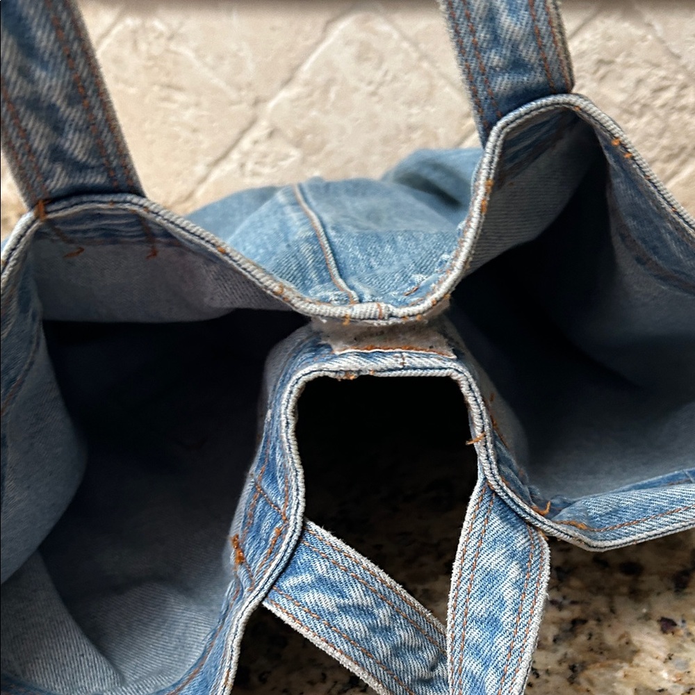 Vintage Hand Crafted Denim Tote with Colorful Patches - Picture 14 of 15